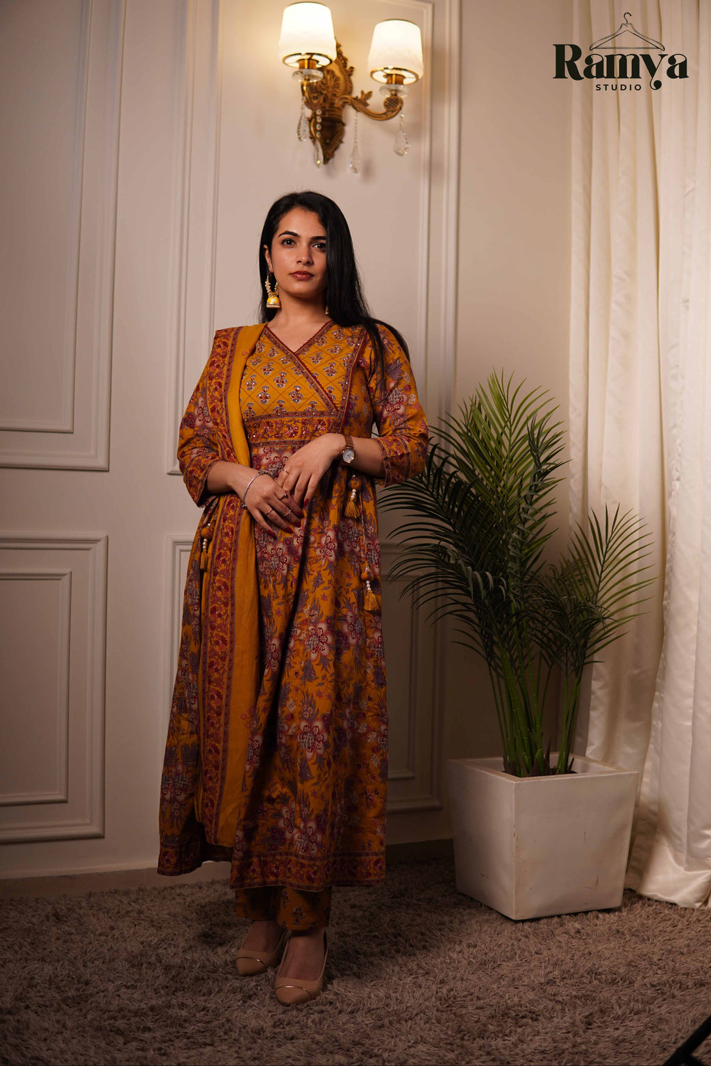 Gulnaar Mustard Kurta Set