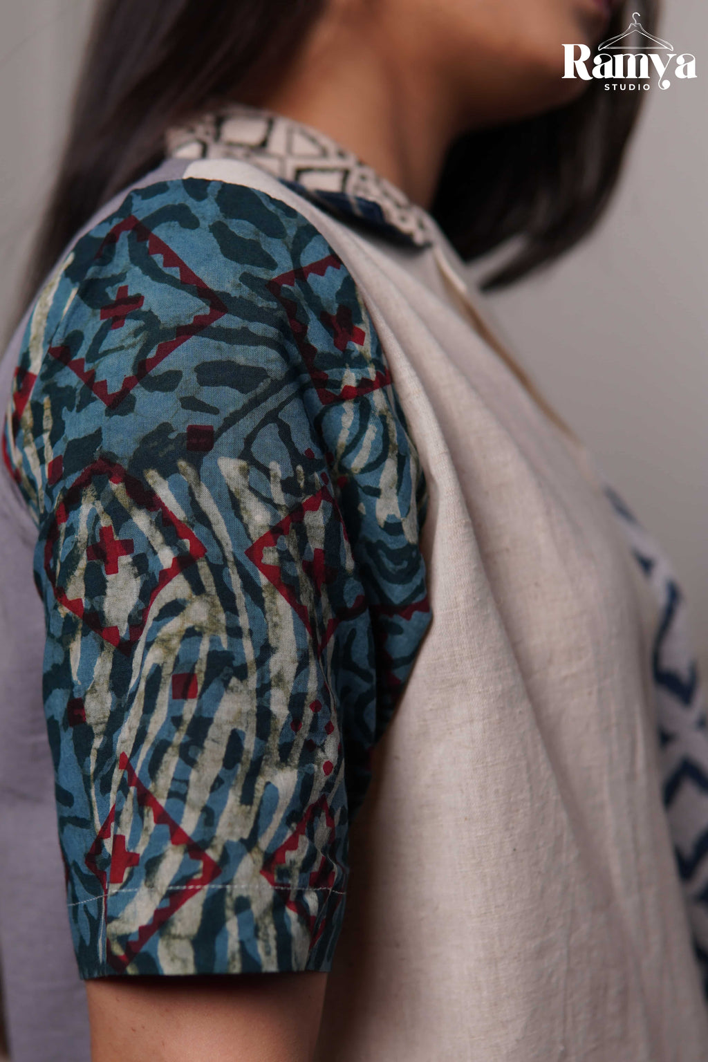 Stone Age Panel Shirt Top - S